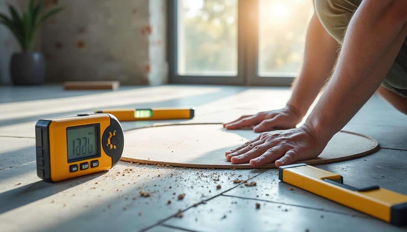 Méthode pour poser du carrelage au sol à la maison avec un mètre et un niveau