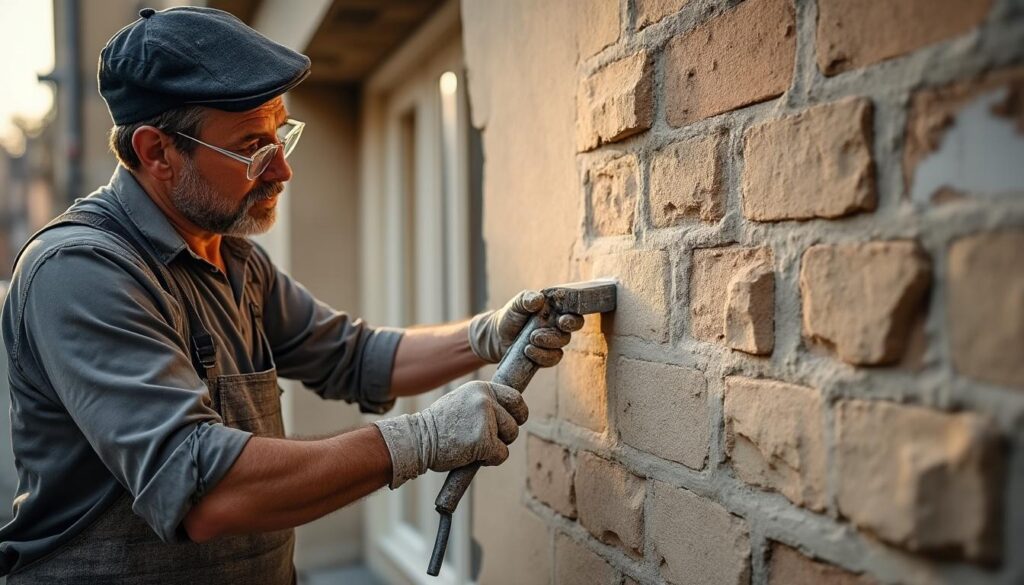 Rénovation de la modénature de façade avec un enduit traditionnel